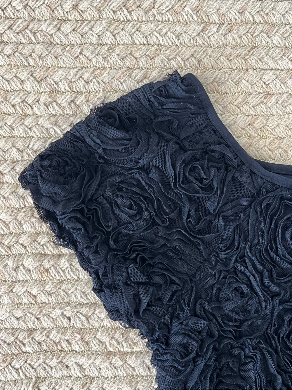 Joseph Ribkoff Black Rosette Short Sleeve Crop Top - Picture 3 of 9